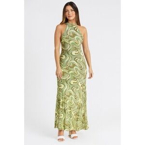INDAH Ingrid Halter Maxi Imagine Green Swirl Wave